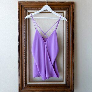 GUESS Size Large Lilac Lavender Surplice Cami Top Strappy Cross Flowy Tank